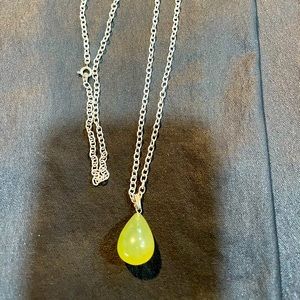 Silver plated chain with jade stone